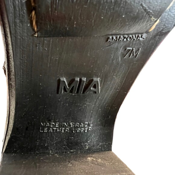 Mia Black Leather Cut Out Buckle Ankle Boots Booties Women's Size 7 - Picture 6 of 9